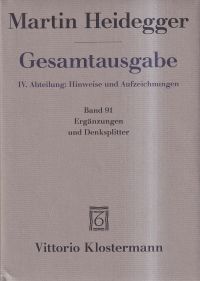 Heidegger, Ergänzungen und Denksplitter. (Umschlag)