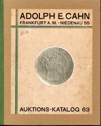 Adolph E. Cahn: Katalog Nr. 63: (Umschlag)