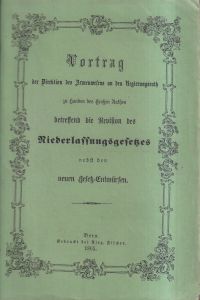 Vortrag der Direktion des Armenwesens an den Regierungsrath zu handen des Grosse (Umschlag)