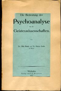 Rank, Die  Bedeutung der Psychoanalyse für die Geisteswissenschaften (Umschlag)