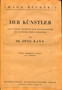 Rank, Der Künstler und andere Beiträge zur Psychoanalyse des dichterischen Schaf (Umschlag)