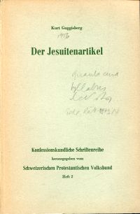 Guggisberg, Der Jesuitenartikel. (Umschlag)