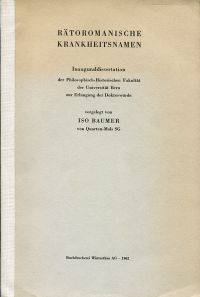 Baumer, Rätoromanische Krankheitsnamen. (Umschlag)
