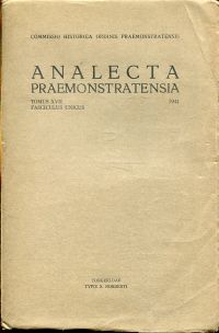 Analecta Praemonstratensia, Tomus XVII, Fasciculus Unicus, 1941. (Umschlag)