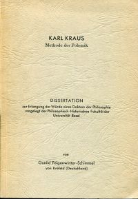 Feigenwinter-Schimmel, Karl Kraus. (Umschlag)
