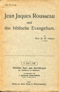 Hadorn, Jean Jacques Rousseau und das biblische Evangelium. (Umschlag)
