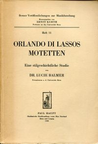 Balmer, Orlando di Lassos Motetten. (Umschlag)