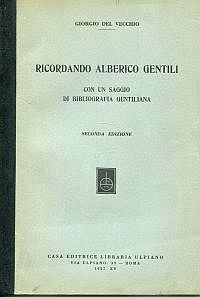 Del Vecchio, Ricordando Alberico Gentili. (Umschlag)