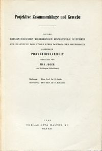 Jeger, Projektive Zusammenhänge und Gewebe. (Umschlag)