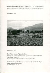 Aerni, Kulturgeographie des Weins in den Alpen. (Umschlag)