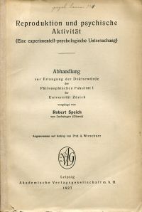 Speich, Reproduktion und psychische Aktivität. (Umschlag)
