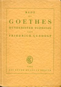 Gundolf, Rede zu Goethes hundertstem Todestag. (Umschlag)