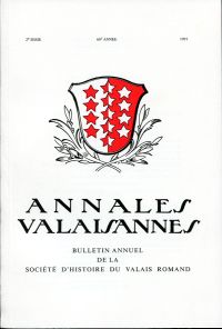 Annales Valaisannes, Bulletin annuel de la Société d'histoire du Valais Romand, (Umschlag)
