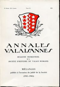 Annales Valaisannes, Bulletin annuel de la Société d'histoire du Valais Romand, (Umschlag)