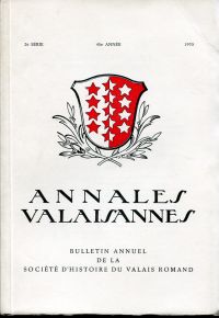 Annales Valaisannes, Bulletin annuel de la Société d'histoire du Valais Romand, (Umschlag)