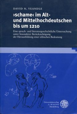 Yeandle, "Schame" im Alt- und Mittelhochdeutschen bis um 1210. (Einband)