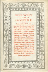Goldschmit-Jentner, Eine Welt schreibt an Goethe. (Umschlag)