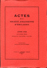 Actes de la Société Jurassienne d'Emulation, 2ième série, Vol. 62, Année 1958. (Umschlag)