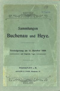 Katalog I. der Sammlung des Herrn Dr. phil. H. Buchenau in München. Deutsche und (Umschlag)
