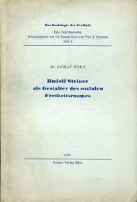 Boos, Rudolf Steiner als Gestalter des sozialen Freiheitsraumes. (Umschlag)