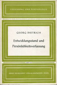 Dietrich, Entwicklungsstand und Persönlichkeitsverfassung. (Umschlag)