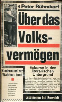 Rühmkorf, Über das Volksvermögen. (Umschlag)