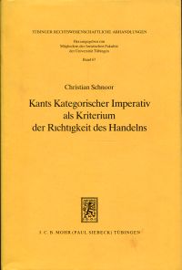 Schnoor, Kants kategorischer Imperativ als Kriterium der Richtigkeit des Handeln (Umschlag)