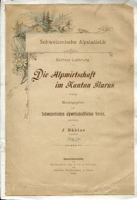 Bäbler, Die Alpwirtschaft im Kanton Glarus. (Umschlag)