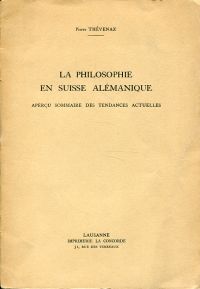 Thévenaz, La philosophie en Suisse alémanique. (Umschlag)
