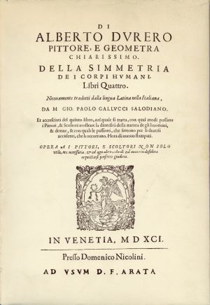 Durero, Della simmetria de i corpi humani, libri quattro ; Et accresciuti del qu (Umschlag)