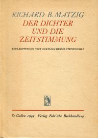 Matzig, Der Dichter und die Zeitstimmung. (Umschlag)