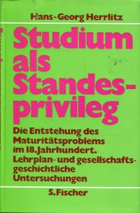 Herrlitz, Studium als Standesprivileg. (Umschlag)