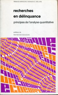 Hirschi, Recherches en délinquance , principes de l'analyse quantitative. (Umschlag)
