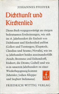 Pfeiffer, Dichtkunst und Kirchenlied. (Schutzumschlag)