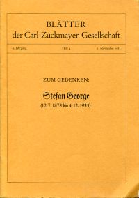Fischer, Zum Gedenken: Stefan George. (Umschlag)