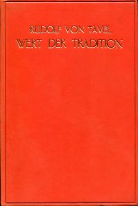 Tavel, Vom Wert der Tradition. (Umschlag)