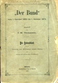 Tscharner, Der Bund vom 1. October 1850 bis zum 1. October 1874. (Umschlag)