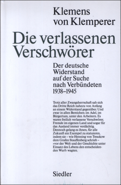 Klemperer, Die  verlassenen Verschwörer. (Einband)
