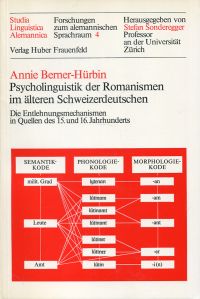 Berner-Hürbin, Psycholinguistik der Romanismen im älteren Schweizerdeutschen. (Umschlag)