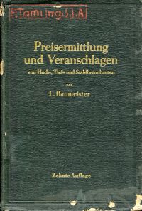 Baumeister, Preisermittlung und Veranschlagen von Hoch-, Tief- und Stahlbetonbau (Umschlag)