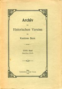 Archiv des Historischen Vereins des Kantons Bern, 27. Band, Heft 2 (1924). (Umschlag)