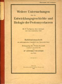 Büren, Weitere Untersuchungen über die Entwicklungsgechichte und Biologie der Pr (Umschlag)
