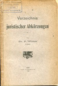Wäber, Verzeichnis juristischer Abkürzungen. (Umschlag)