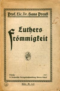 Preuß, Luthers Frömmigkeit. (Umschlag)