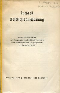 Lilje, Luthers Geschichtsanschauung. (Umschlag)