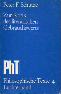 Schütze, Zur Kritik des literarischen Gebrauchswerts. (Umschlag)