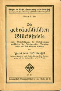 Manteuffel, Die gebräuchlichsten Glücksspiele. (Umschlag)