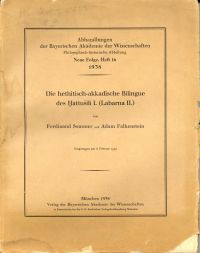 Sommer, Die  hethitisch-akkadische Bilingue des Hatrusili I. (Labarna II.). (Umschlag)