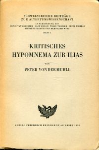 Mühll, Kritisches Hypomnema zur Ilias. (Umschlag)