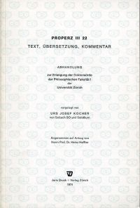 Kocher, Properz III 22. (Umschlag)